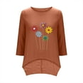 thumbnail image 3 of Kukoosong Women's Casual 3/4 Sleeve Crew Neck Floral Print Loose Fit Crop Top Women's Plus Size Linen Tops, 3 of 7