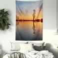 thumbnail image 3 of Lake House Decor Tapestry, Single Tree over Still Lake Basin with Last Sun Rays on the Day Theme, Wall Hanging for Bedroom Living Room Dorm Decor, 60W X 80L Inches, Orange Blue, by Ambesonne, 3 of 5