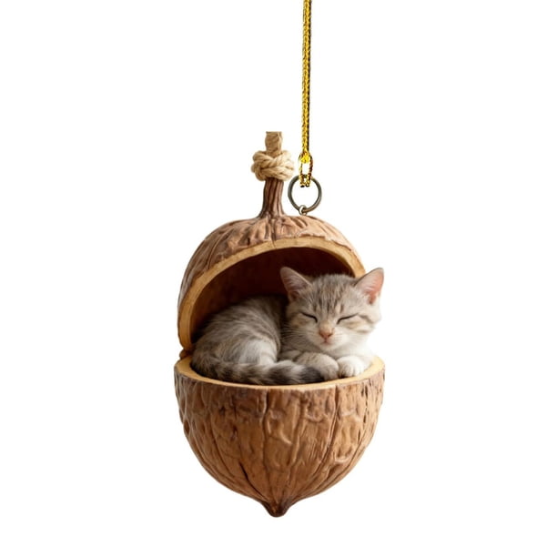 1/8 piezas Adorno navideño Adorno acrílico con forma de bellota de animales del bosque Decoración colgante para fiestas navideñas Regalo de Navidad