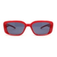 thumbnail image 2 of Mod Rounded Rectangular Stylish Minimal Retro Sunglasses Red - Black, 2 of 4