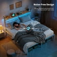 thumbnail image 6 of Metal Full Bed Frame with LED Lights and Charging Station, Full Size Bed Frame with Headboard and Footboard with Storage Shelves and Under Bed Storage, No Box Spring Needed, Noise Free,White, 6 of 15