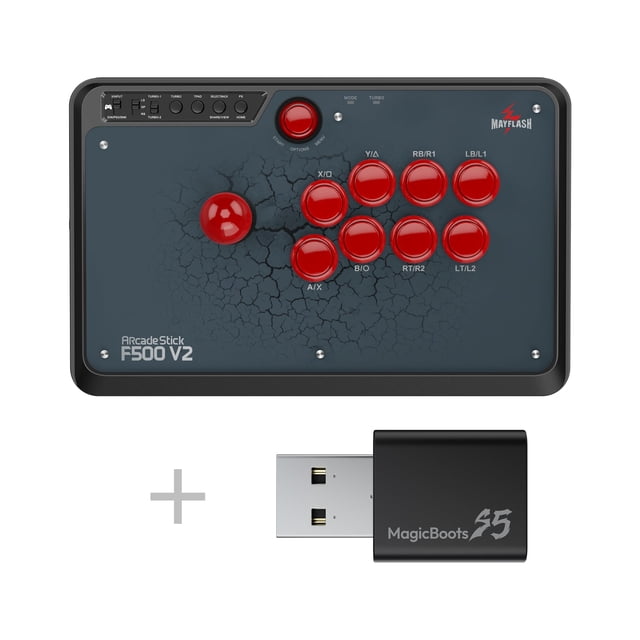 Arcade FightStick MAYFLASH F500 V2 con cable y MagicBoots