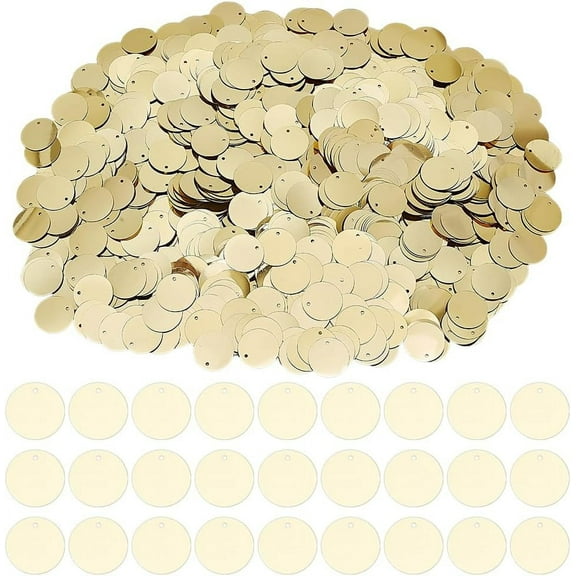 3.53 Ounce(100 Grams) Flat Round Sequin Paillettes 1.95cm Metallic Gold Paillettes Loose Sequins Craft Sequins Accessories with Hole for Sewing Embroidery Applique DIY Crafts Gold