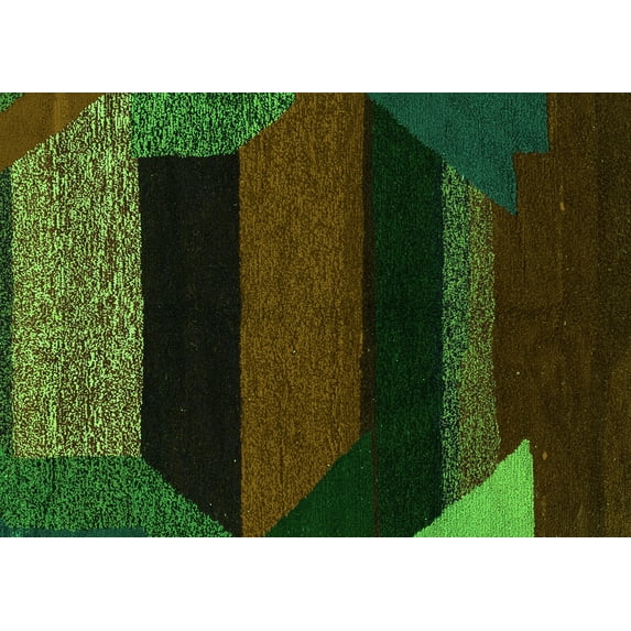 Ahgly Company Indoor Rectangle Abstract Green Modern Area Rugs, 2' x 3'