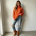 thumbnail image 6 of Women's Turtleneck Knit Sweaters Long Sleeve Pullover Tops, Casual Relaxed Fit Textured Sweater Shirts for Daily Wear, 6 of 6