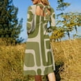thumbnail image 5 of Olive Green Abstract Design Art Women's Fall Dresses Casual Loose Flowy Swing Shift Dress, 5 of 9