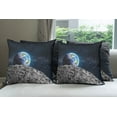 thumbnail image 6 of Ambesonne Galaxy Throw Pillow Cover 4 Pack, Moon Surface Luna Design, 24", Grey Dark Blue, 6 of 7