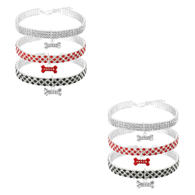 sweethay Paquete de 3 collares de diamantes de imitación para mascotas collares colgantes ajustables accesorio M METRO 2Conjunto