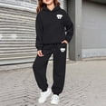 thumbnail image 2 of Toddler Outfits for Girls Solid Print Hooded Long Sleeve Thermal Hoodie And Cuffed Trousers 2 Piece Casual Wear Girls' Clothing Sets 2 Years-3 Years, 2 of 4