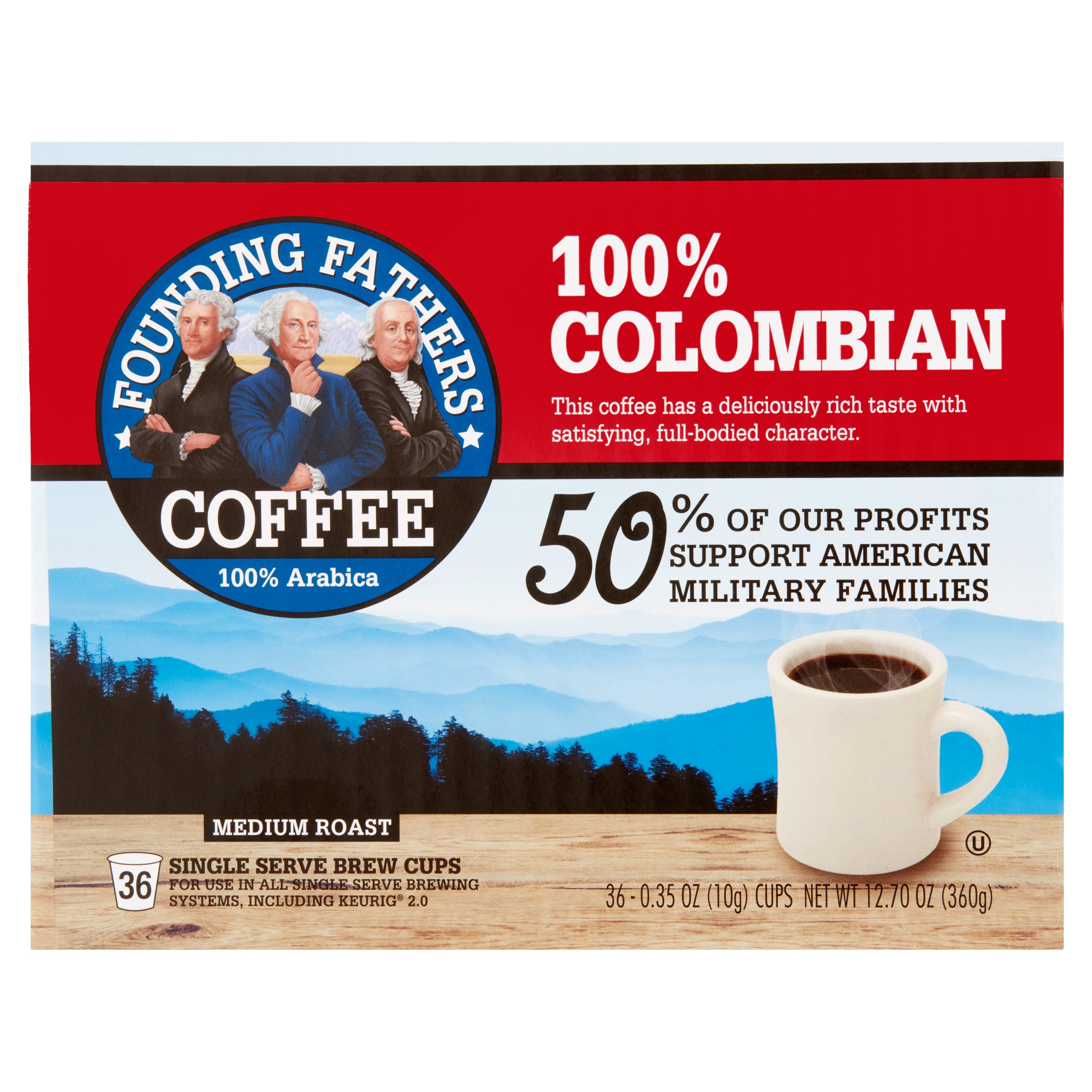 Founding Fathers Medium Roast Coffee Single Serve Brew Cups, 0.35 oz