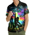 thumbnail image 5 of Colorful Alien UFO Bigfoot Hawaiian Shirt For Men Vintage Forest Mens Hawaiian Shirts Short Sleeve Button Down Shirt Men, 5 of 7