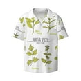 thumbnail image 4 of Uemuo Herbs and Spices Pattern Cotton Linen Short Sleeve Shirts,Casual Lightweight Button Down Shirts,Vacation Beach Summer Tops-Large, 4 of 7
