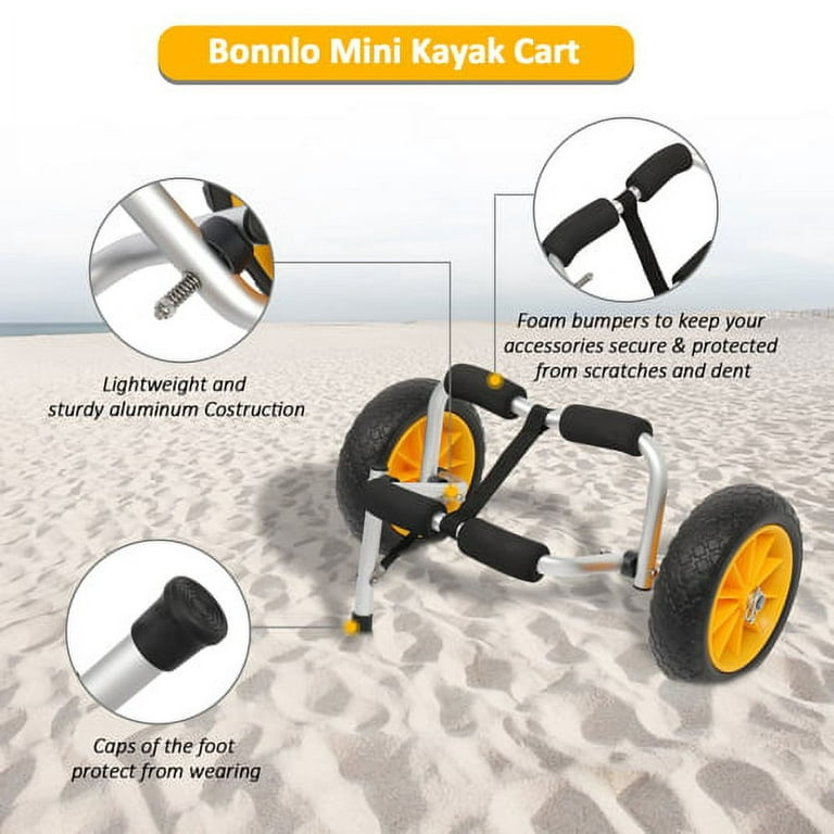 Bonnlo Kayak Trailer Collapsible Kayak Wheels Cart with Solid Tires  Universal Carrier Tote Trolley Roller for Kayak, Canoe, Paddle Board, Boat,  Float Mats, Jon Boat 