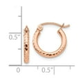 thumbnail image 2 of 14k Rose Gold Light Weight Sparkle-Cut Hoop Earrings - Measures 13mm long 2mm Thick, 2 of 2