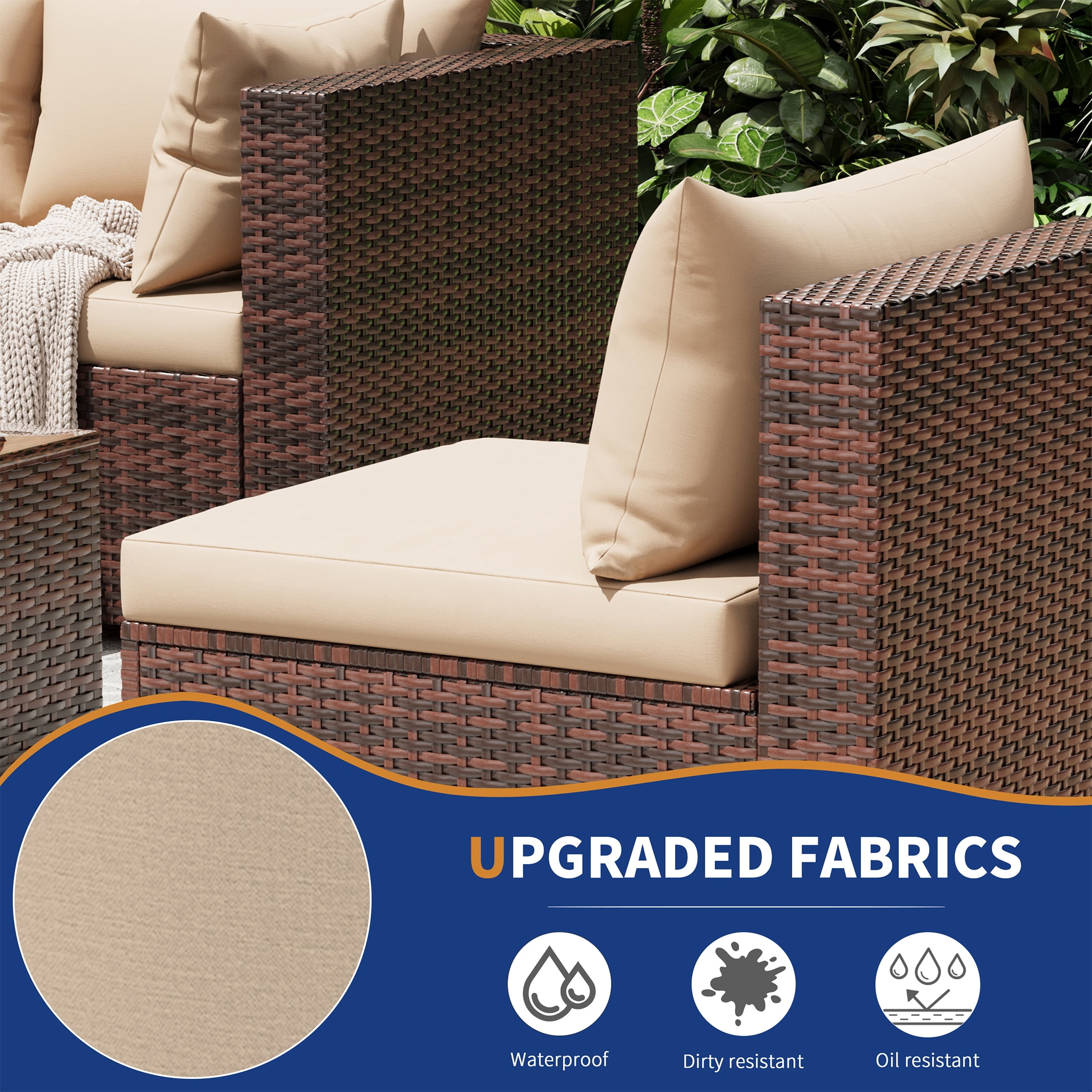 UDPATIO Patio Furniture Sets, Modular Rattan Outdoor Patio Sectional Furniture Sofa Set, Wicker Patio Conversation Set for Backyard,9PCS