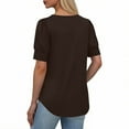 thumbnail image 4 of Womens Summer Tops, Puff Short Sleeve Shirts for Women Casual Loose Fit Solid Color Pleated Crewneck T-Shirts, 4 of 6