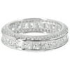 PORI Jewelers Micropave CZ Sterling Silver Princess-Cut Eternity Band Ring, Available in 7 Sizes
