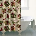 thumbnail image 4 of Beige Christmas Gift Pattern Shower Curtain 36"x72" ,Bathroom Decorative Shower Curtains Set with 12 Hooks,Modern Waterproof Washable Shower Curtain, 4 of 6