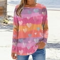 thumbnail image 4 of Valentine Day Shirts for Women Long Sleeve Love Heart Print Fashion Blouse Crew Neck Cute Loose Tunic Tops Wine M, 4 of 5