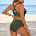 thumbnail image 4 of Swimsuit for Women Two Piece Bathing Suits Two Piece Solid Color Back Tankini Swimsuit Bikini Bathing With Adjustable Ties, 4 of 6