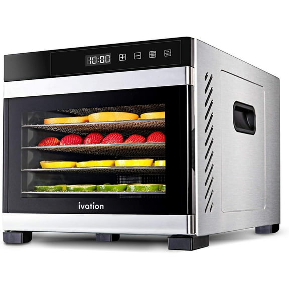 IVATION 600W Food Dehydrator with Stainless Steel Trays for Snacks, Fruit & Beef Jerky