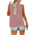 thumbnail image 4 of Holzkary Linen Tank Tops for Women,Henley Sleeveless Tops Casual Summer Loose Fit T Shirts Solid Color Tunic Tank Tops V Neck Tee Button Shirt Top Stand Solid Color Collar Shirt Pink Xxl, 4 of 9