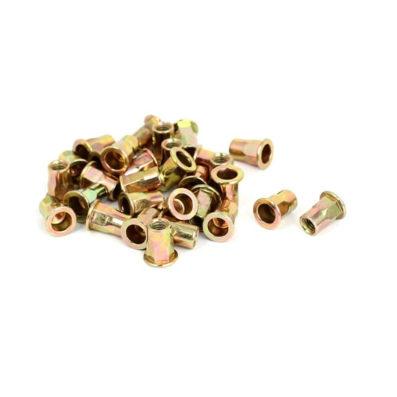 Unique Bargains 30pcs M6x15mm Half Hex Body Flat Head Blind Rivet Nuts Threaded Inserts Nutserts