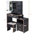 thumbnail image 4 of Makeup Vanity Table Set, Extra Large Mirror Makeup Vanity Table with Cushioned Stool and 4 Drawers, Touch 3-Color Light, Modern Vanity Table with Hidden Storage Behind (Black, Large), 4 of 5