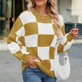 thumbnail image 6 of Mock Neck Long Sleeve Sweater Women Plaid Print Winter Warm Ribbed Cuff Long Sleeve Shirts Solid Casual Loose Oversized Pullover Sweaters, 6 of 6