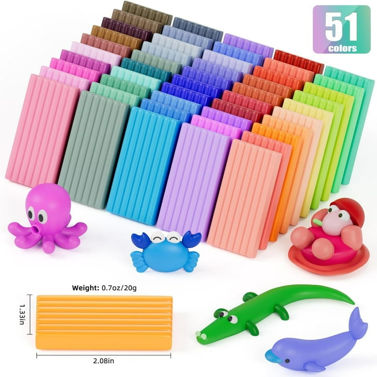 CiaraQ Polymer Clay 51 Colors, Modeling Clay with Tools, Oven