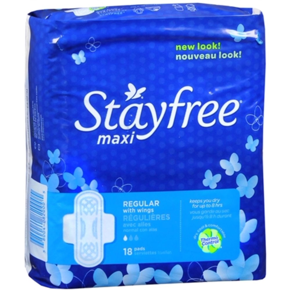 STAYFREE Maxi Pads Regular With Wings 18 Each (Pack of 3) - Walmart.com