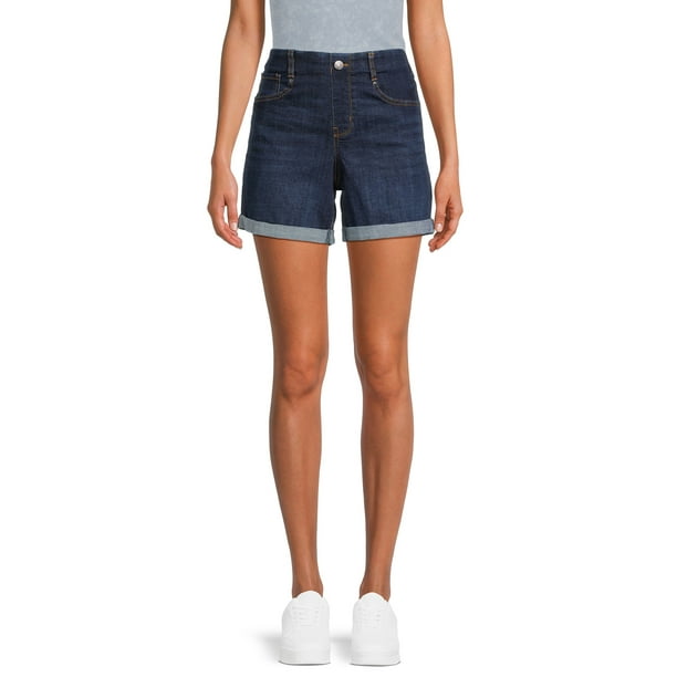 Time and Tru Women's Denim Shorts with Cuffed Hem
