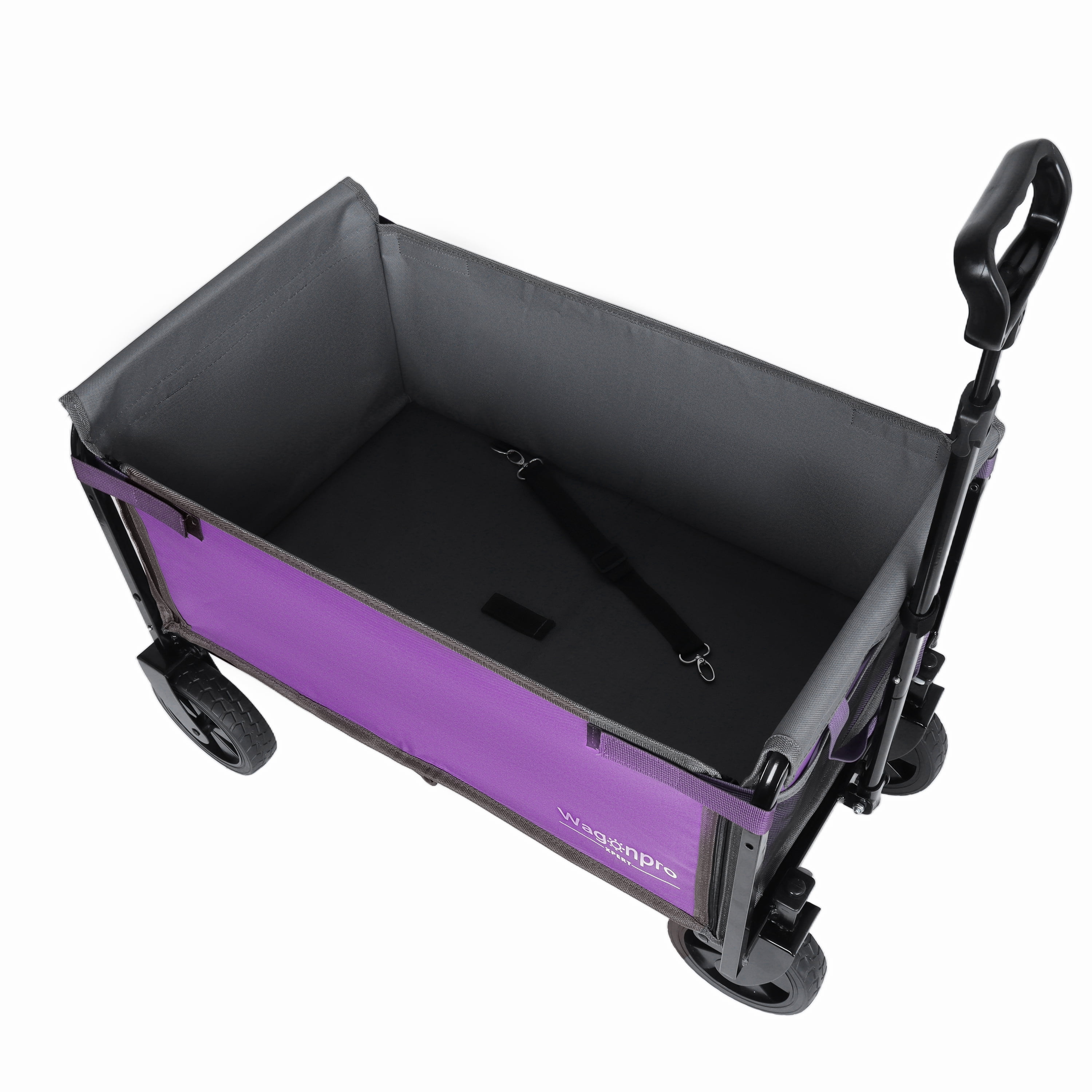 Folding 4-Wheel Trolley with Bench Seat and Dog Leash - Heavy Duty Foldable Utility Trolley for Camping, Beach, Shopping - Versatile Seating and Storage Space, Purple