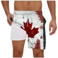 thumbnail image 2 of Goodtrade8 Summer Swimming Trunks for Men Fourth of July Linen 2 in 1 Swimwear Canada Flag Board Shorts Pockets Ropa Mens Shorts Casual,Size: XL, 2 of 5