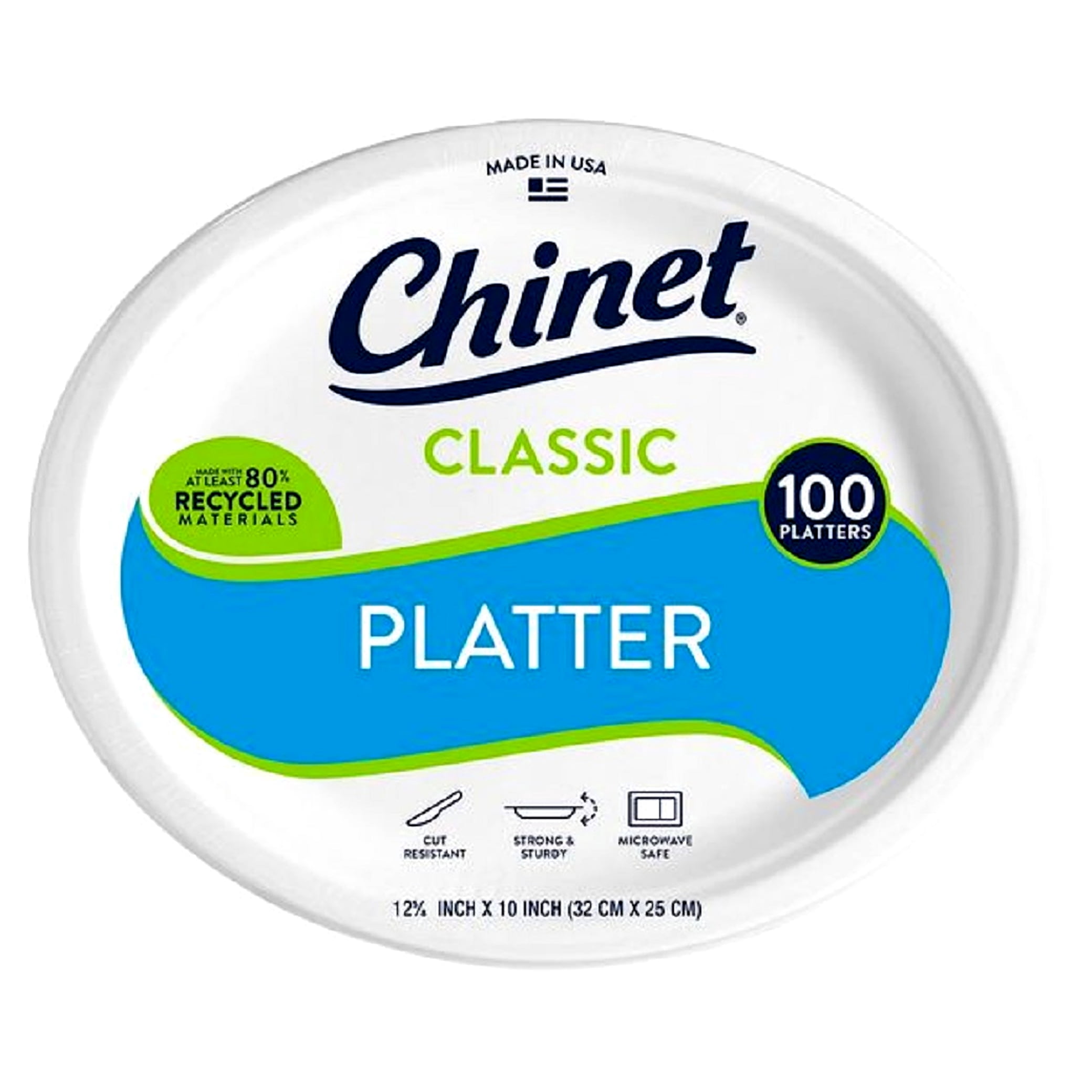 Chinet Classic 12 5/8-inch x 10-inch Paper Platter, 100-count