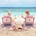 thumbnail image 3 of Costway 2-Pack Folding Backpack Beach Chair Table Set 5-Position Outdoor Reclining Chair Pink, 3 of 10