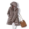 thumbnail image 2 of WEAIXIMIUNG Womens Down Jacket Women's Solid Color Mid Length Hooded Down Jacket with Drawstring Slim Fit Portable Outerwear, 2 of 4