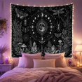 thumbnail image 2 of Moon Surrounded by Insects and Mushrooms, Mysterious Illustration for Nature Lovers, Dark Celestial Botanical Decor, Halloween Gift, Tapestry Wall Hanging for Bedroom and Living Room, 2 of 7