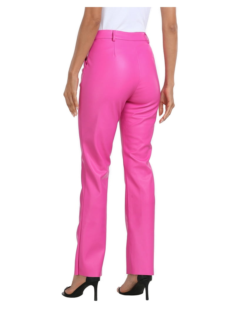 HDE Women's Faux Leather Pants High Waisted Trousers with Pockets