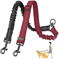 thumbnail image 1 of SlowTon Double Dog Leash Coupler, No Tangle 360Â° Swivel Dual Leashes for Walking 2 Dogs, Adjustable Length Reflective Splitter Leash for Training, Small, Medium & Large Two Dogs((Black&Red), 1 of 7