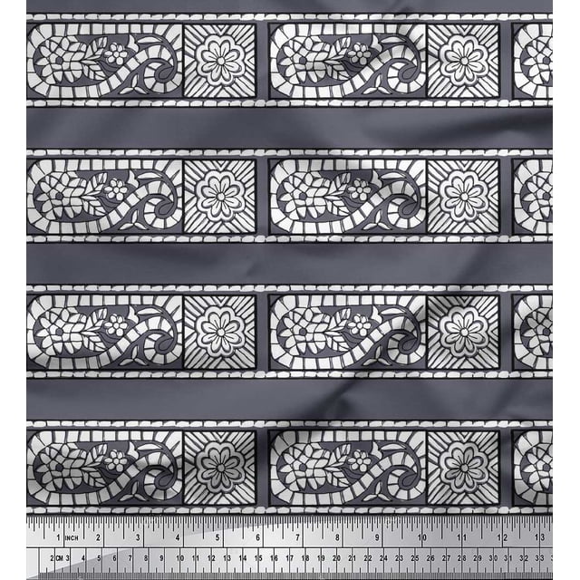 Soimoi Velvet Fabric Leaves & Floral Block Fabric Prints by Yard 58 Inch Wide