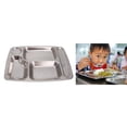 thumbnail image 3 of Stainless Steel Five In One Plate Divided Dinner Tray Lunch Container Food Plate Ideal For Camping, Kids Lunch, Dinner Or Everyday Use, 3 of 7