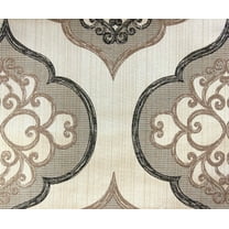 Fabric Mart Direct Coffee Cotton & Jacquard Weave Fabric By The Yard, 48 inch or 122 cm width, 11 Continuous Yards Brown Jacquard Fabric, Geometric Damask, Upholstery Drapery Curtain Wholesale Fabric