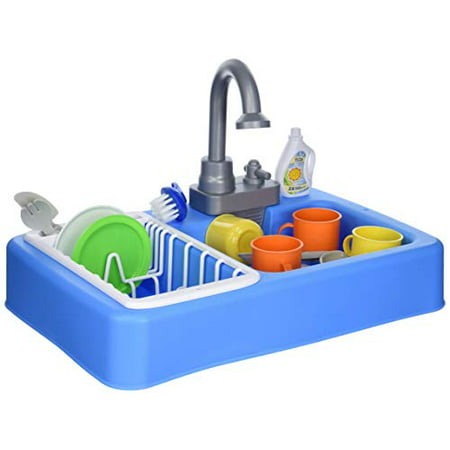 Kitchen Sink Play Set with Running Water - 20 Piece Pretend Play Toy for Boys and Girls | Kids