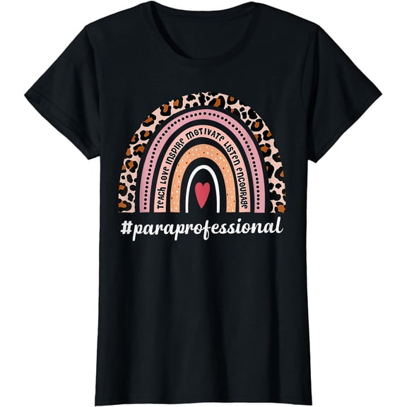 Paraprofessional Life Boho Leopard Rainbow Back To School T-Shirt