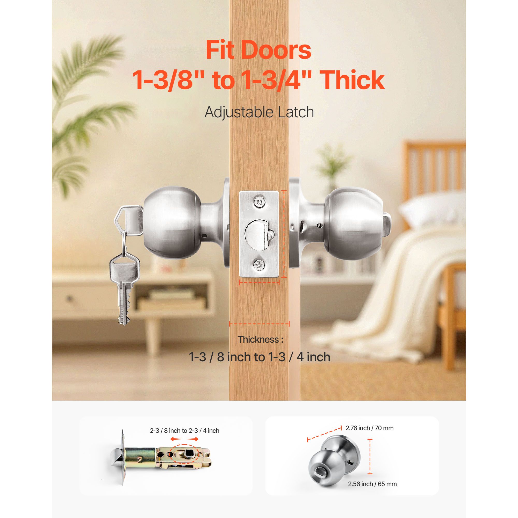 AsterOutdoor Keyed Entry Door Knob with Adjustable Latch photo 6