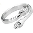 thumbnail image 2 of Anillo de abrazo para mujeres y niñas de plata de ley 925, anillos de abrazo de oro abrazando las manos abiertas P, 2 of 5