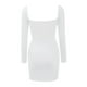 thumbnail image 3 of Gibobby Vestidos para mujer casuales Vestido a la cadera con paquete Sexy de cuello cuadrado hueco de Color sólido de otoño e invierno para mujer(Blanco,CH), 3 of 5
