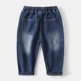 thumbnail image 5 of Boys Elastic Waist Jeans Relaxed Fit Tapered Leg Pull On Denim Pants Kids Little Boy Dark Blue,Size 2-3T, 5 of 9