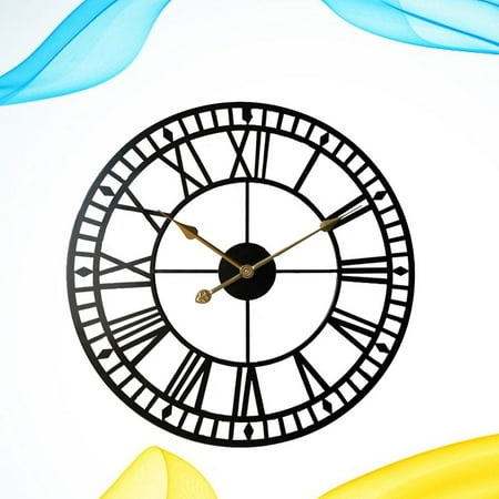 Homoyoyo Chic Iron Wall Clock Roman Numerals Silent for Home Decor 1Pc